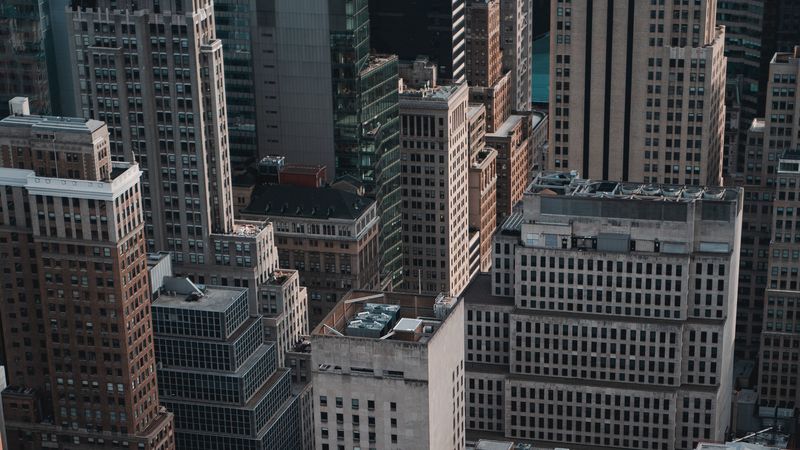 city, aerial view, street, roofs, architecture, 4k