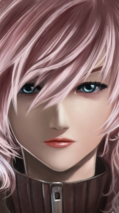 Video Game Final Fantasy XIII, Pink Hair, Face, Short Hair, Blue Eyes, 720x1280