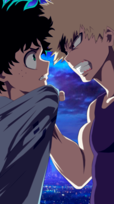 Anime My Hero Academia, Izuku Midoriya, Katsuki Bakugou, 720x1280