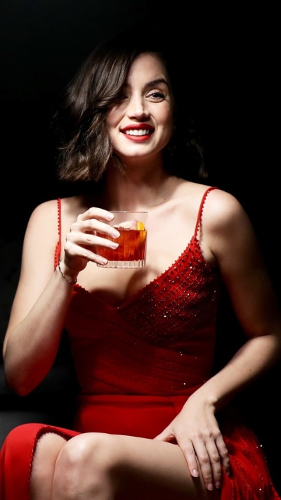 Celebrity Ana de Armas, Red Dress, Model, Cuban, Black Hair, Lipstick, 720x1280