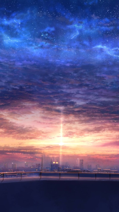 Anime Sunset, Starry Sky, Sky, 720x1280