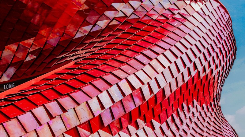 Vanke Pavilion, red, 4k