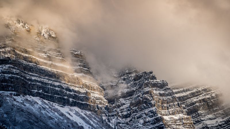 mountains, clouds, fog, landscape, 4k