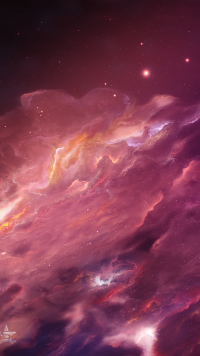Sci Fi Nebula, Orange (Color), Purple, Space, Stars, 720x1280
