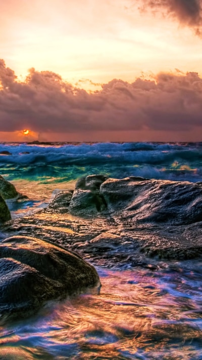 Earth Ocean, Wave, Sunrise, Cloud, Beach, Sea, 720x1280