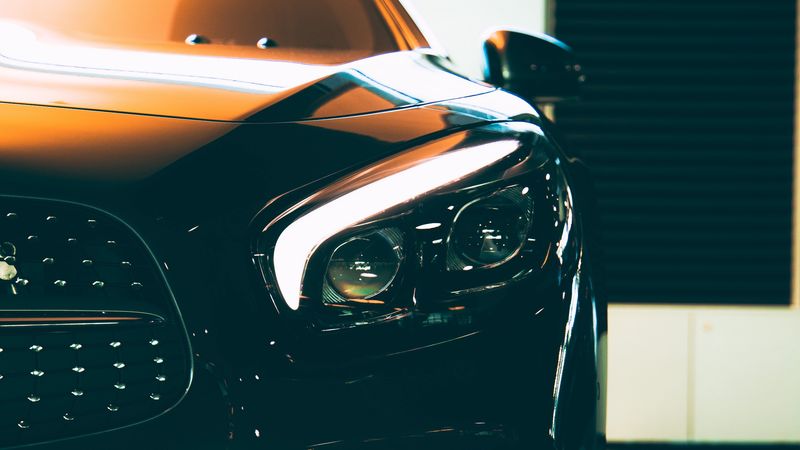 car, front view, headlight, glare, 4k