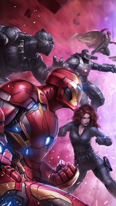 Video Game Marvel: Future Fight, Iron Man, Vision (Marvel Comics), War Machine, Black Panther (Marvel Comics), 720x1280