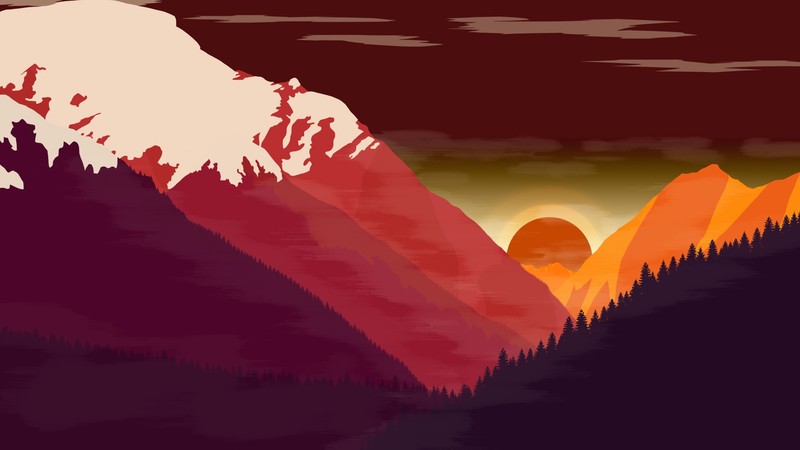 scenery, artist, artwork, digital art, hd, minimalism, minimalist, mountains, deviantart