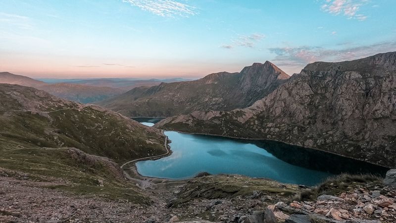 mountains, lake, landscape, peaks, 4k