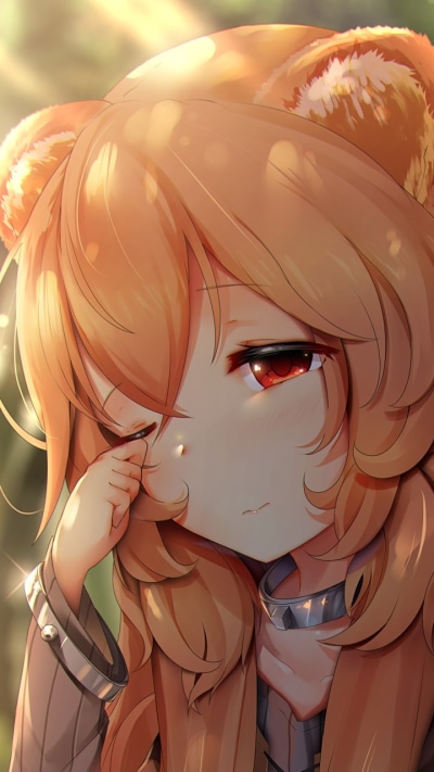 Anime The Rising of the Shield Hero, Face, Animal Ears, Red Eyes, Orange Hair, Raphtalia (The Rising Of The Shield Hero), 720x1280