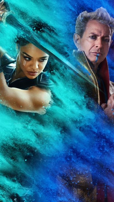 Movie Thor: Ragnarok, Grandmaster (Marvel Comics), Jeff Goldblum, Tessa Thompson, Valkyrie (Marvel Comics), 720x1280