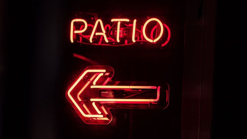 neon, sign, text, arrow, red, 4k
