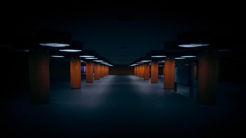 parking, corridor, dark, building, architecture, 4k