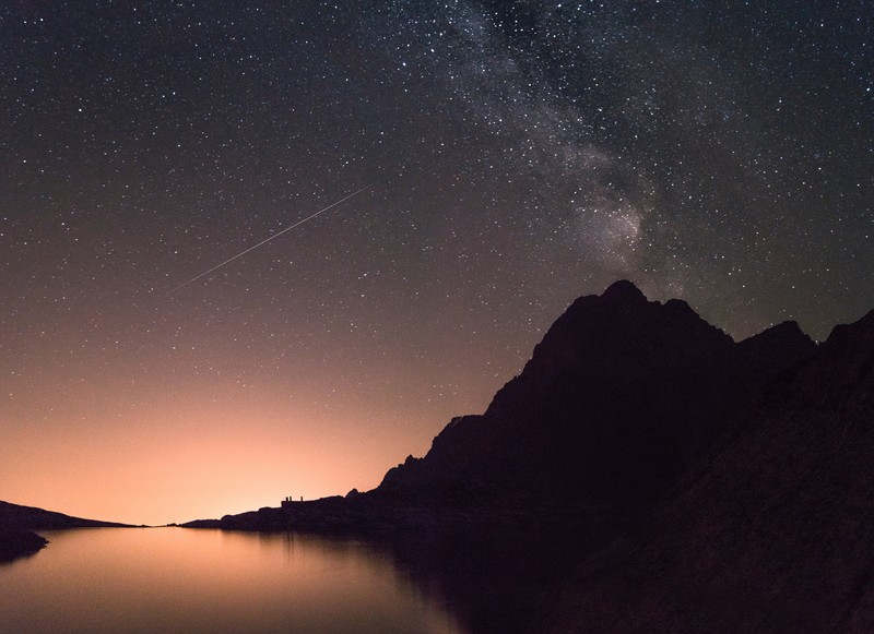 milky way, silhouette, mountains, stars, sky, hd, 4k, 5k, 8k