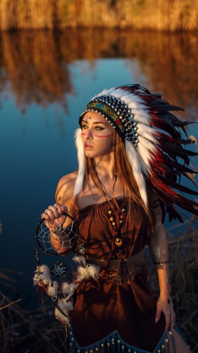Women Native American, Depth Of Field, Dreamcatcher, Feather, Headdress, Model, 720x1280
