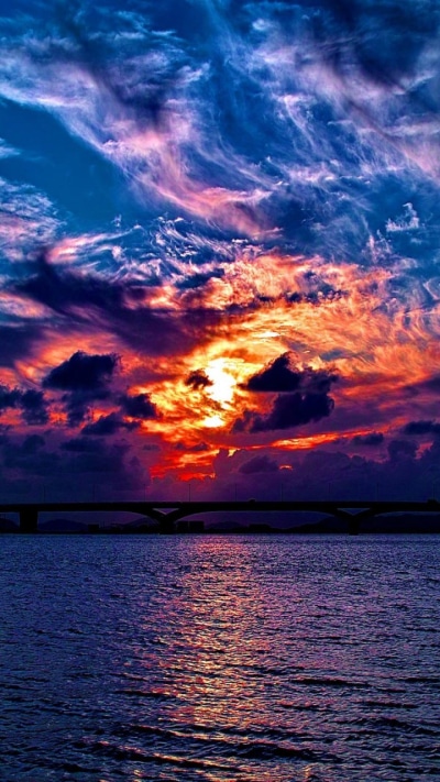 Photography Sunset, Earth, Sky, Sea, Ocean, Bridge, 720x1280