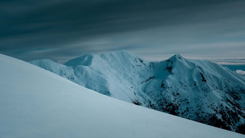 mountains, peaks, snow, snowy, 4k