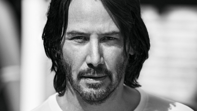 keanu reeves, male celebrities, hd, 4k, monochrome, black and white
