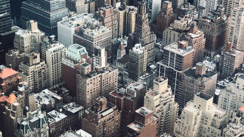 city, aerial view, buildings, metropolis, 4k