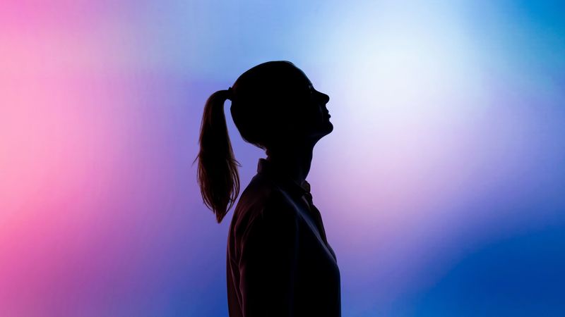 silhouette, women, gradient, pink, purple, 4k