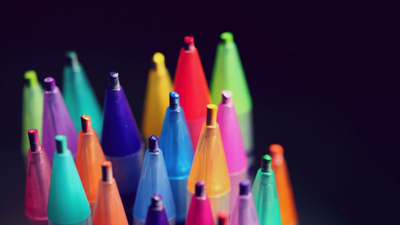 pens, pencils, multi-color, 4k