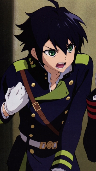Anime Seraph of the End, Green Eyes, Uniform, Yūichirō Hyakuya, Black Hair, 720x1280
