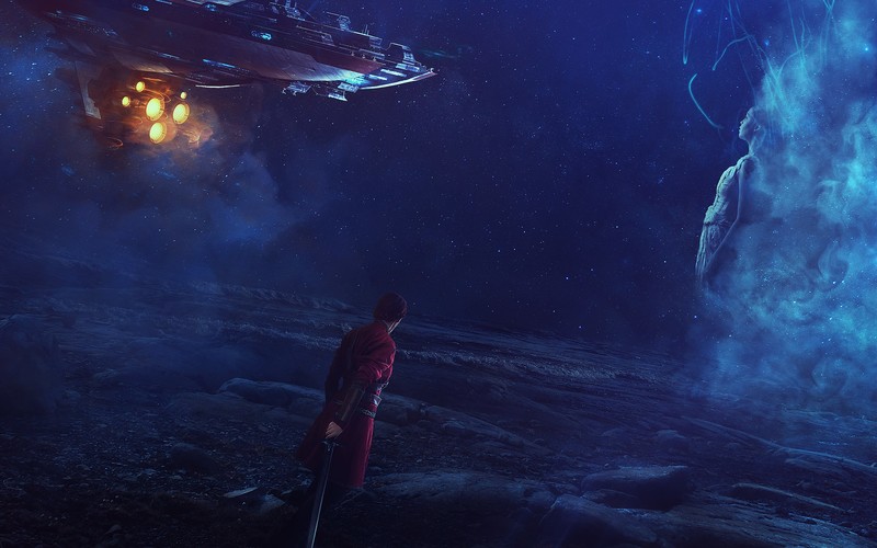 scifi, warrior, fantasy, spaceship, artist, artwork, digital art, hd