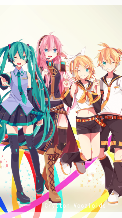 Anime Vocaloid, Hatsune Miku, Luka Megurine, Len Kagamine, Rin Kagamine, 720x1280