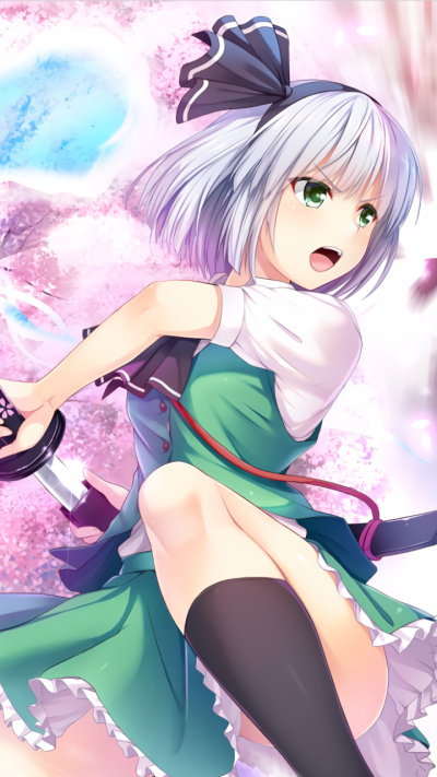 Anime Touhou, Youmu Konpaku, Sakuya Izayoi, 720x1280