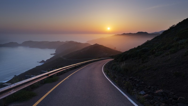 sunset, road, nature, hd, hill