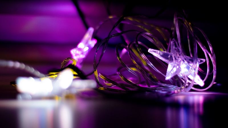 garland, star, light, glow, 4k
