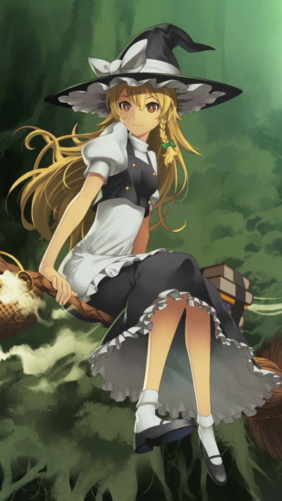 Anime Touhou, Witch, Marisa Kirisame, 720x1280