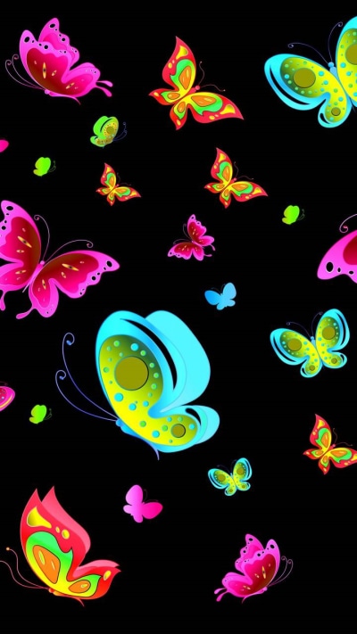 Artistic Butterfly, Colorful, Neon, 720x1280