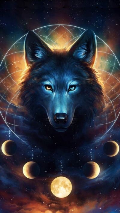 Fantasy Wolf, Moon, Dreamcatcher, 720x1280