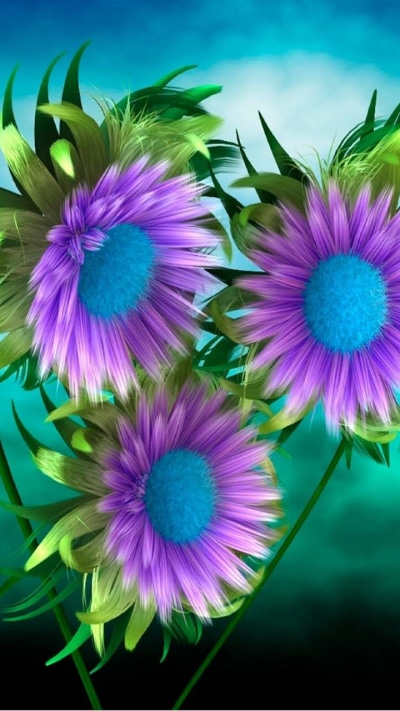 Artistic Flower, Blue, Purple, 720x1280
