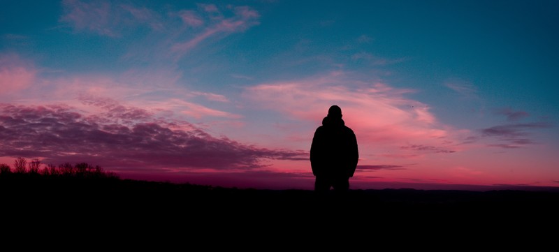 silhouette, man, sky, nature, hd, 4k, 5k