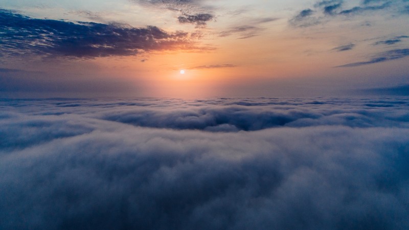 sea of clouds, clouds, sea, sunset, nature, hd, 4k, 5k