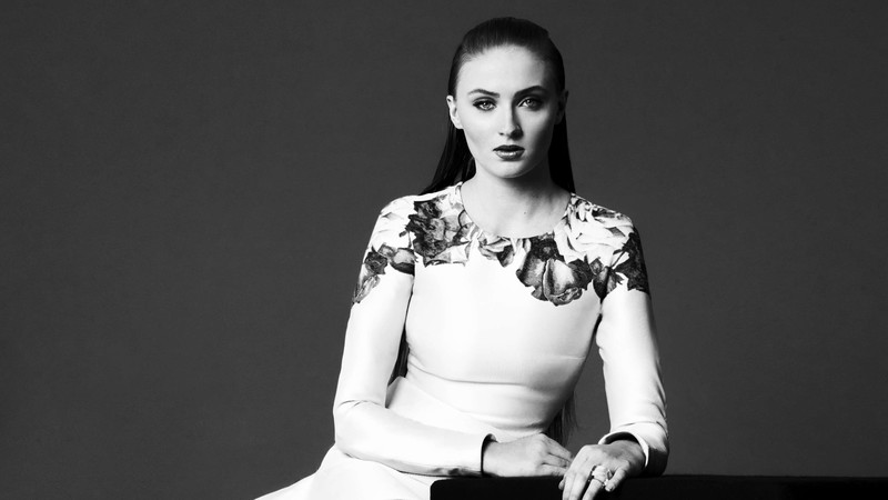 sophie turner, celebrities, girls, hd, photoshoot, 4k, monochrome, black and white