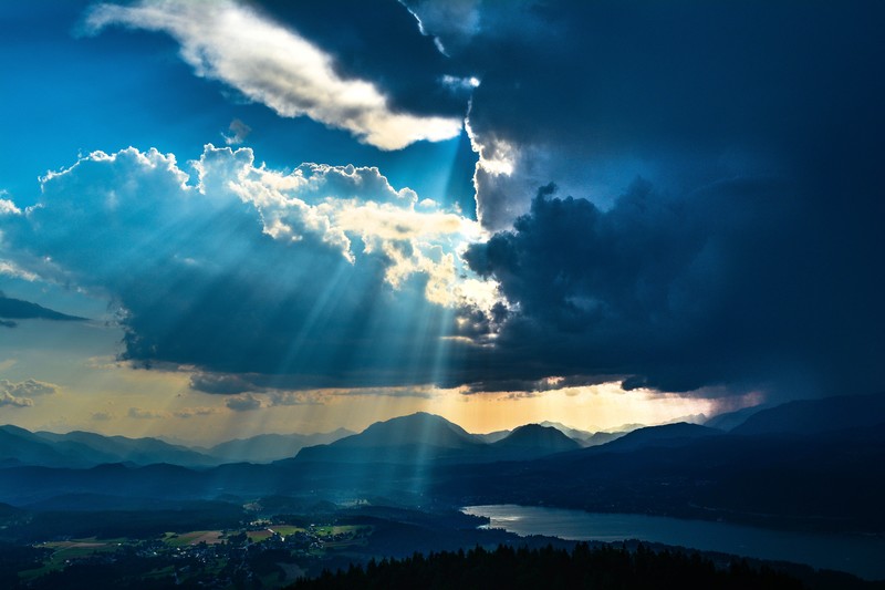 sunbeam, nature, landscape, mountains, hd, 4k, 5k