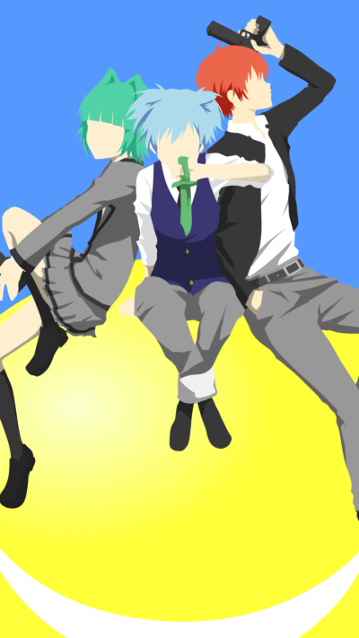 Anime Assassination Classroom, Nagisa Shiota, Koro-sensei, Karma Akabane, Kaede Kayano, Minimalist, 720x1280