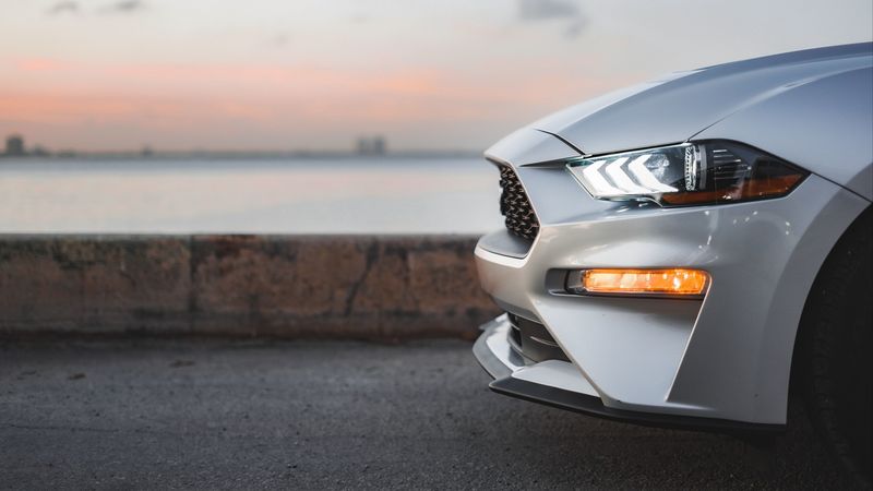 car, white, side view, headlights, light, 4k