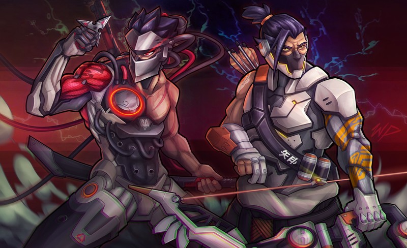 genji overwatch, hanzo overwatch, artist, artwork, digital art, hd, 4k, deviantart