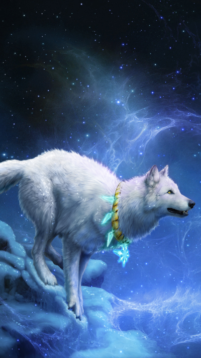 Fantasy Wolf, Stars, Moon, Sky, Dreamcatcher, 720x1280