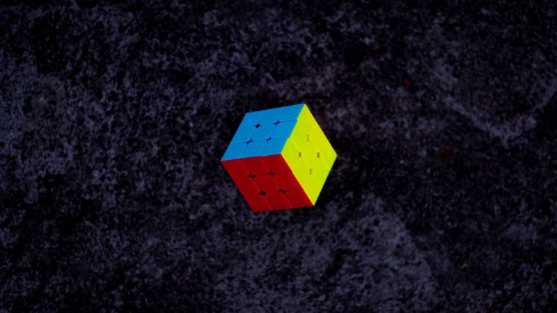 cube, multi-colored, levitation, 4k
