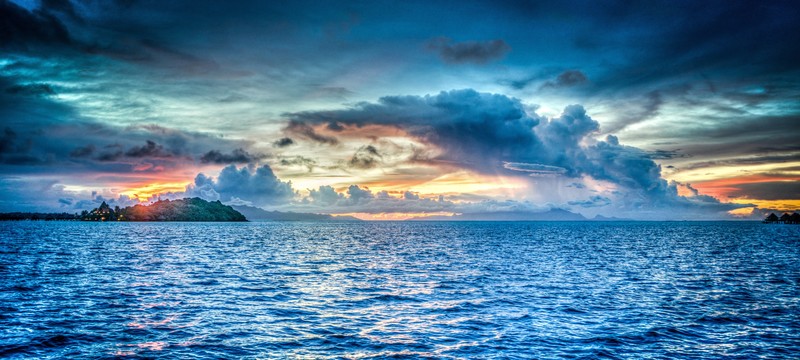 bora bora, ocean, sunset, hd, 4k, 5k, 8k