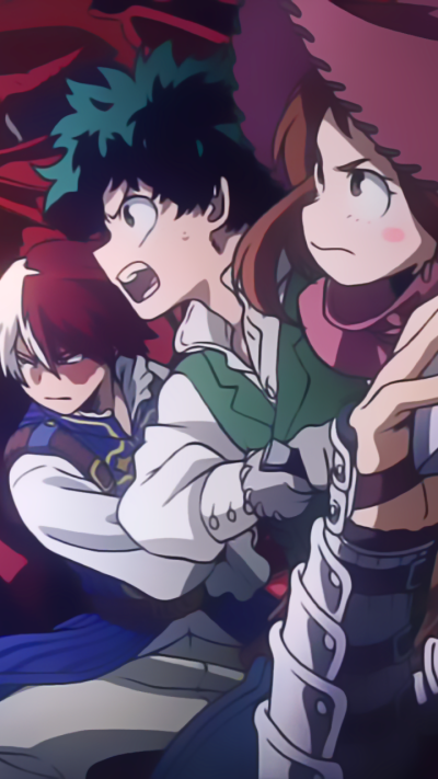 Anime My Hero Academia, Katsuki Bakugou, Izuku Midoriya, Shoto Todoroki, Ochaco Uraraka, Tenya Iida, 720x1280
