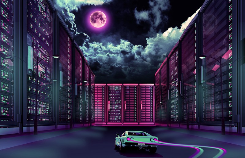 retrowave, car, city, hd, 4k