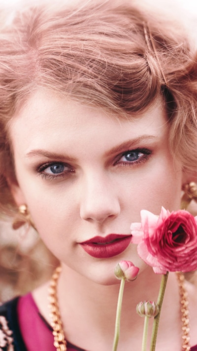 Music Taylor Swift, American, Face, Flower, Blue Eyes, Blonde, 720x1280