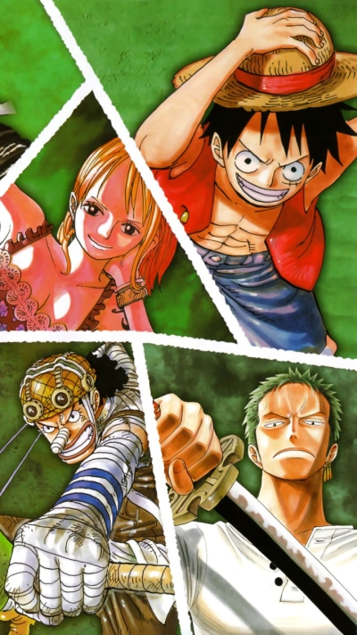 Anime One Piece, Black Hair, Brook (One Piece), Franky (One Piece), Blue Hair, Blonde, 720x1280