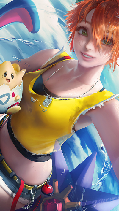 Anime Pokémon, Misty (Pokémon), Azumarill (Pokemon), Togepi (Pokémon), Starmie (Pokémon), 720x1280